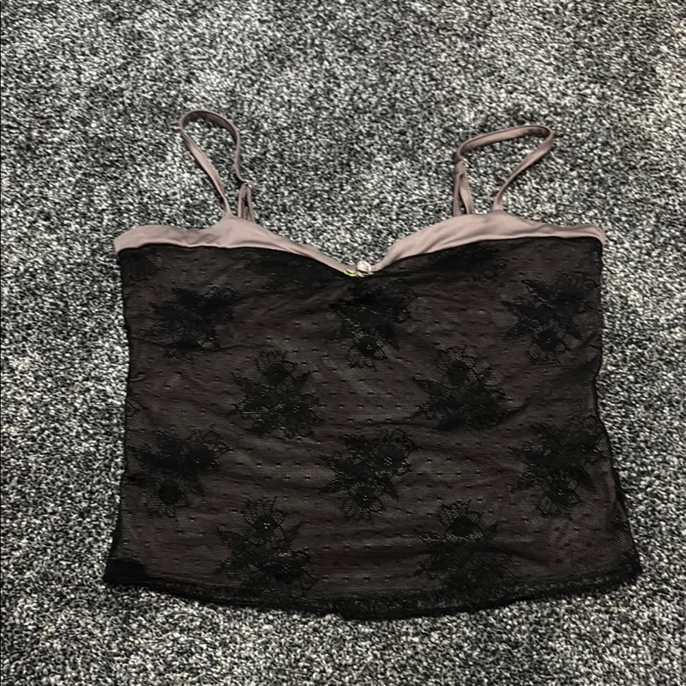 Black Bustier Camisole Embellished Tank Top